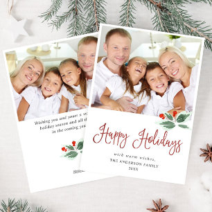 Carte de vœux de Noël festive aux baies de houx 2 