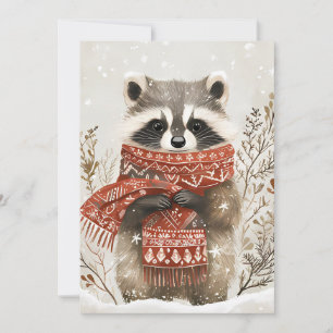 Carte de voeux de Noël festive Racoon