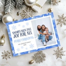 Carte de vœux de Noël Flocons de neige bleus Photo