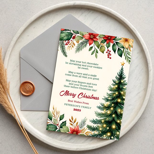 Carte de vœux de Noël florale à l'aquarelle (Créateur téléchargé)