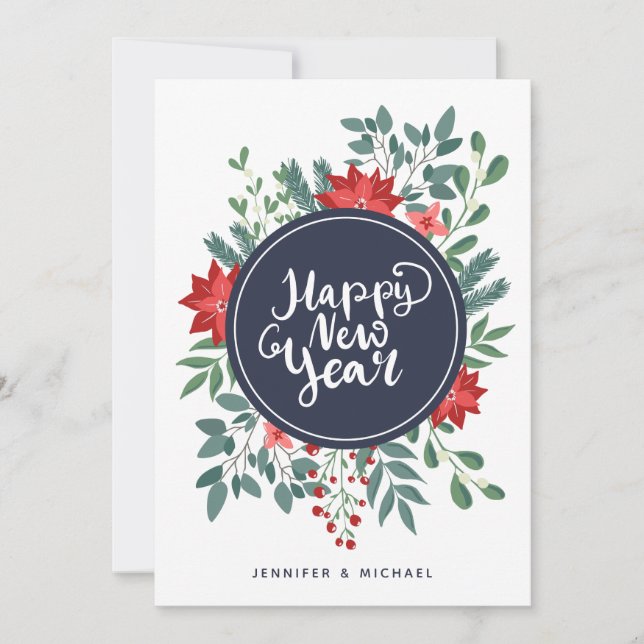 Carte de vœux de Noël florale | Photo (Devant)