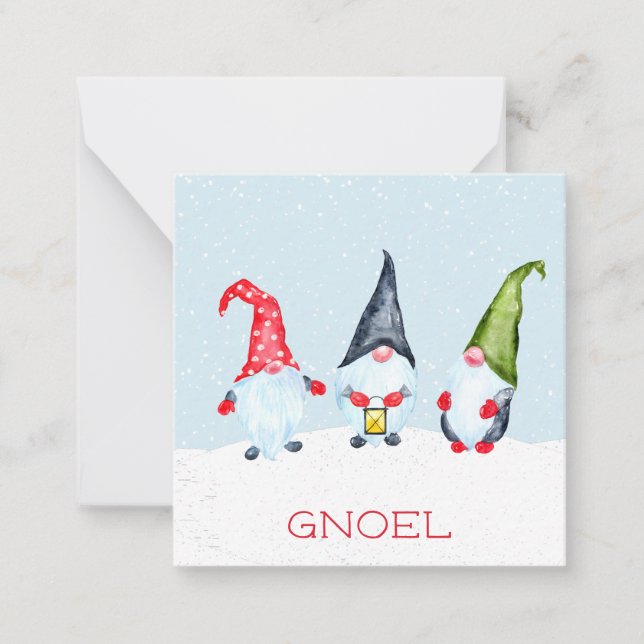 Carte de vœux de Noël Gnomes Gnoel (Devant)