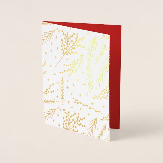 Carte de voeux de Noël Gold Foil Pines (Devant)