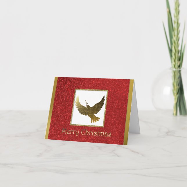 Carte de voeux de Noël Golden Peace Dove (Devant)