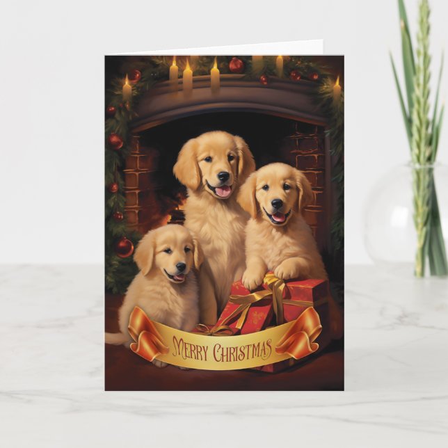 Carte de vœux de Noël Golden Retriever (Devant)