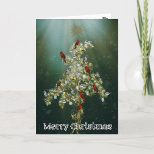 Carte de voeux de Noël Goldenrod et Songbirds