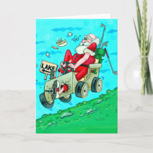 Carte de voeux de Noël Golfcart Père Noël