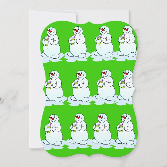 Carte de voeux de Noël Green White Snowman (Devant)