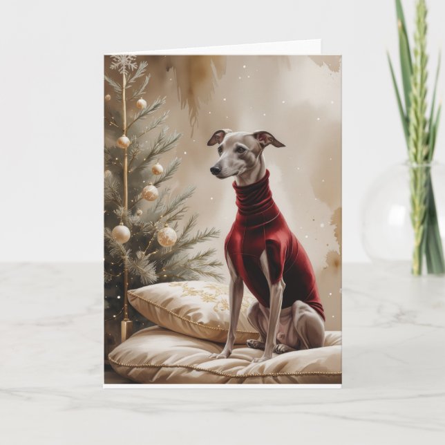 Carte de voeux de Noël Greyhound Dog (Devant)