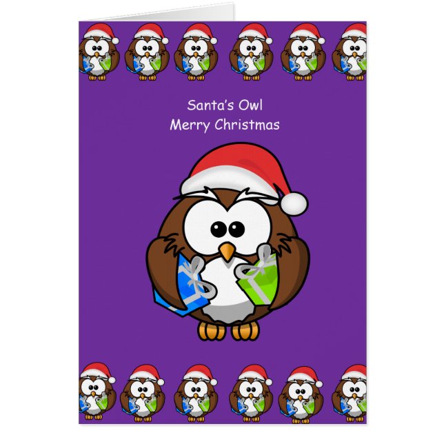 Carte de voeux de Noël hibou personne enfants (Devant)