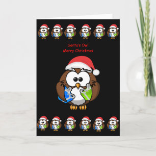 Carte de voeux de Noël hibou personne enfants noir