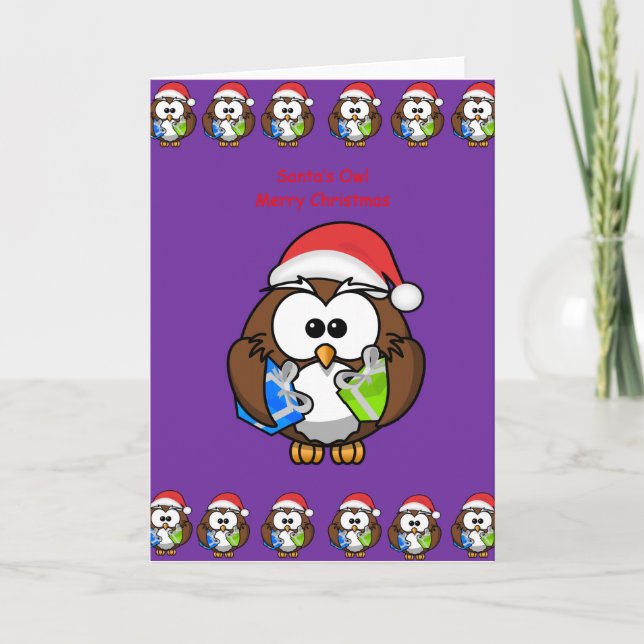 Carte de voeux de Noël hibou personne enfants viol (Devant)