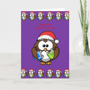 Carte de voeux de Noël hibou personne enfants viol