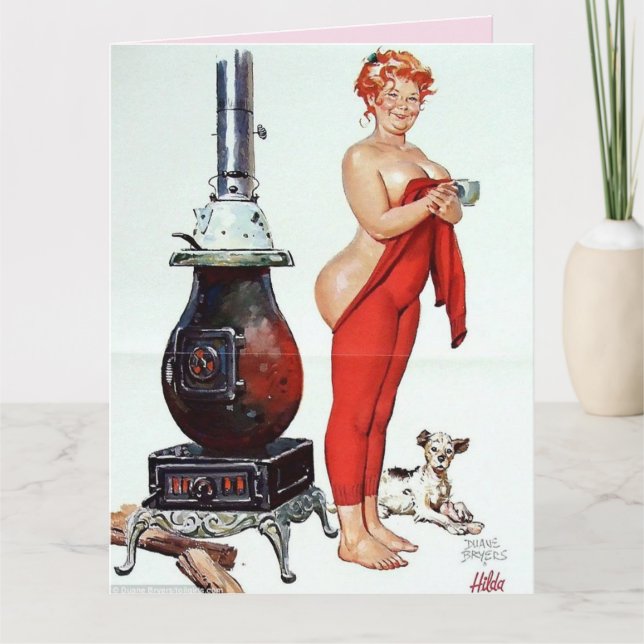 CARTE DE VŒUX DE NOËL HILDA FESSES NUES ET RONDES (Devant)