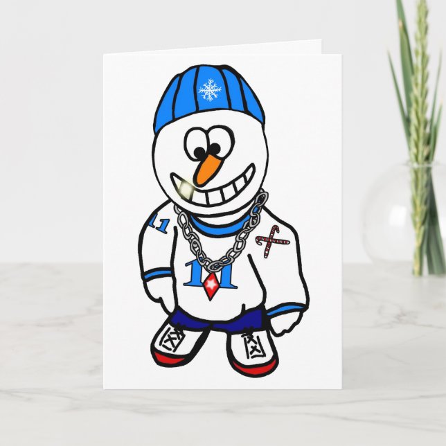 Carte de voeux de Noël Hip-Hop Rapper Snowman (Devant)