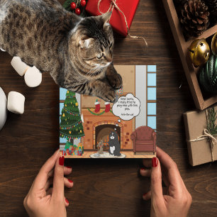 Carte de vœux de Noël humoristique Bah Hum Cat