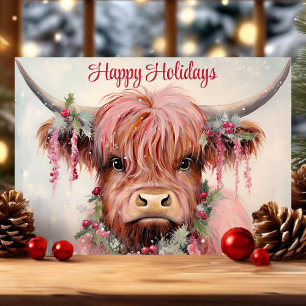 Carte de vœux de Noël Joyeuses Fêtes à la Cow High