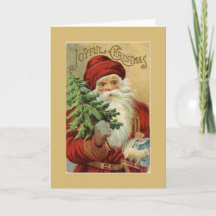 Carte de voeux de Noël Joyful Old World Père Noël