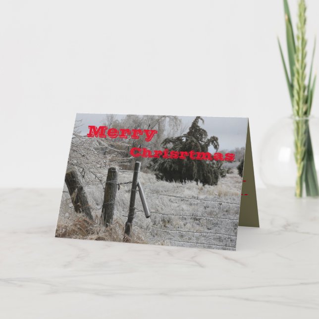 Carte de voeux de Noël Kansas Icy Fence (Devant)