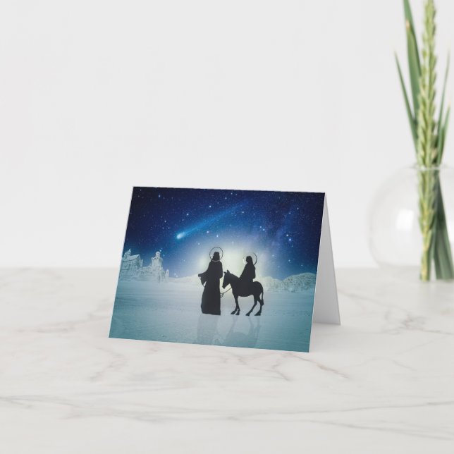 Carte de vœux de Noël : Le voyage de Joseph et Mar (Devant)