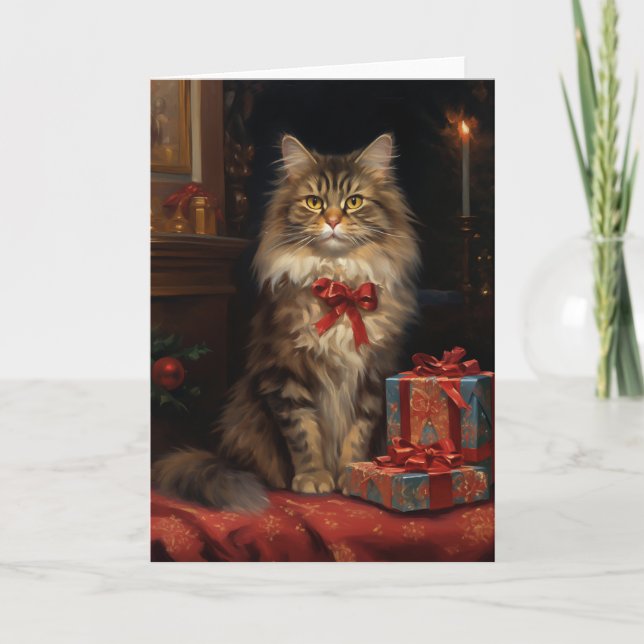 Carte de vœux de Noël Maine Coon (Devant)