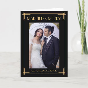 Carte de voeux de Noël marié et Joyeux d'art déco