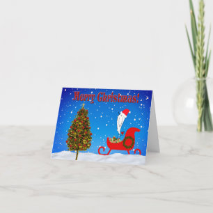 Carte de voeux de Noël mignonne Sleigh et Birdie