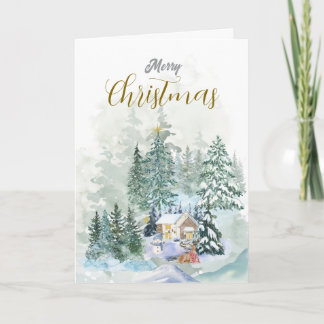 Carte de vœux de Noël | Minimaliste | Aquarelle
