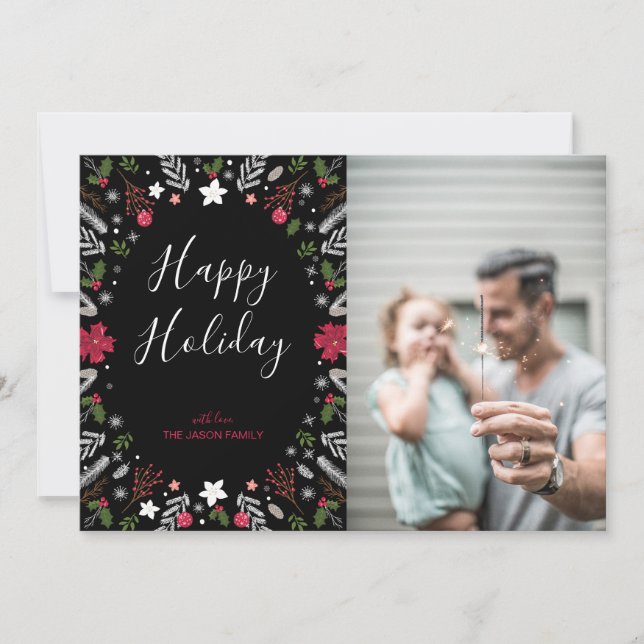 Carte de voeux de Noël moderne, photos de vacances (Devant)