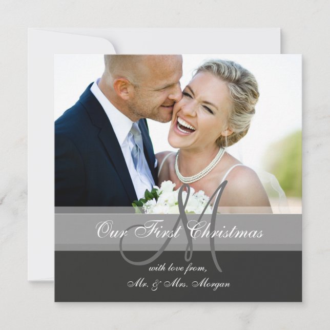 Carte de voeux de Noël | Monogramme (Devant)