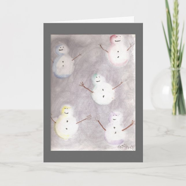 Carte de voeux de Noël ou de vacances Snowmen (Devant)