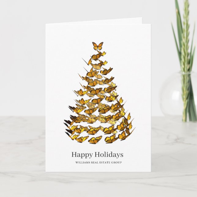 Carte de vœux de Noël Papillon Monarque Entreprise (Devant)