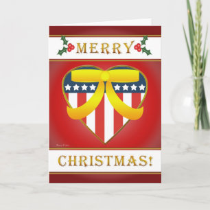 Carte de voeux de Noël Patriotic Heart Blank aux É
