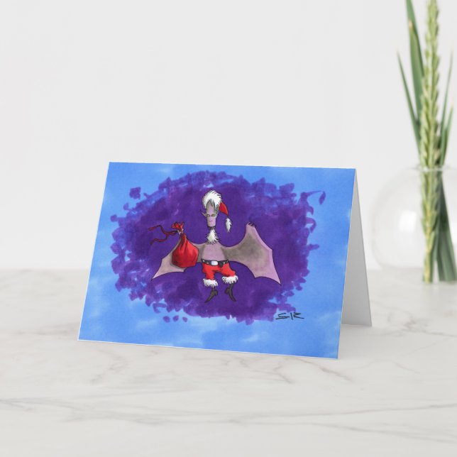 Carte de voeux de Noël père Noël Bat (Devant)