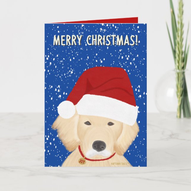 Carte de voeux de Noël Père Noël Chien (Devant)