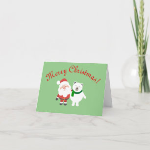 Carte de voeux de Noël père Noël et Polar Bear