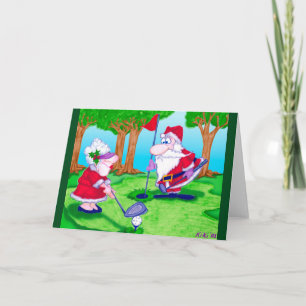 Carte de voeux de Noël père Noël Golf