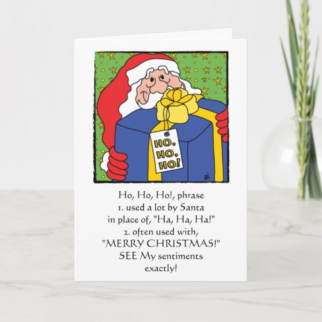 Carte de voeux de Noël père Noël "HO, HO, HO" (Devant)
