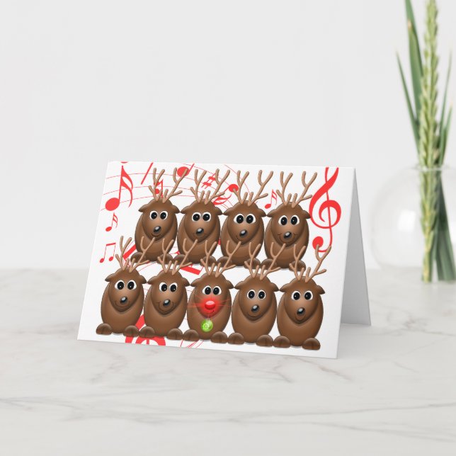 Carte de voeux de Noël père Noël Reindeer Photo (Devant)