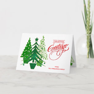 Carte de voeux de Noël personnalisée avec arbres
