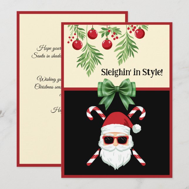 Carte de vœux de Noël personnalisée "Traîne sauvag (Devant / Derrière)