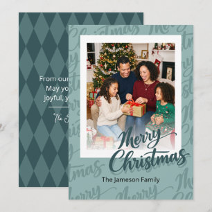 Carte de vœux de Noël photo de famille en écriture