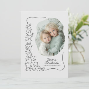 Carte de vœux de Noël photo forêt hivernale mignon