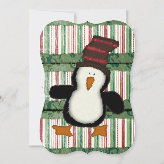 Carte de voeux de Noël Pingouin à plat (Devant)