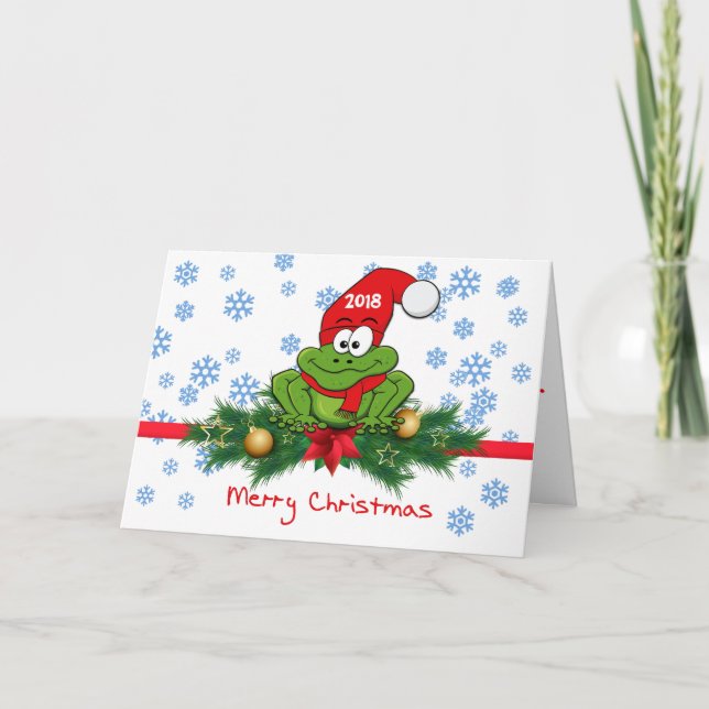 Carte de vœux de Noël pliée de grenouille de dessi (Devant)