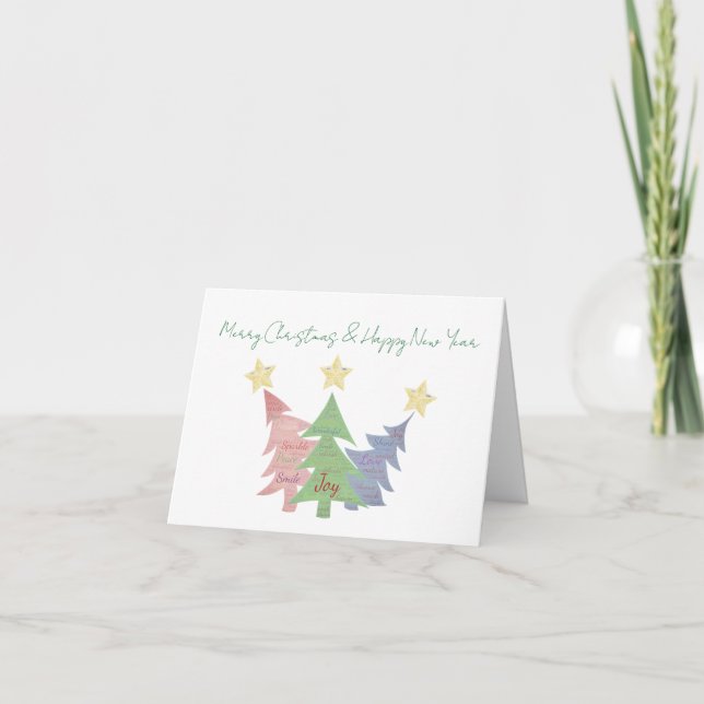 Carte de vœux de Noël pliée Mindful Word Art (Devant)