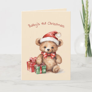 Carte de vœux de Noël pour bébé ours premier Noël