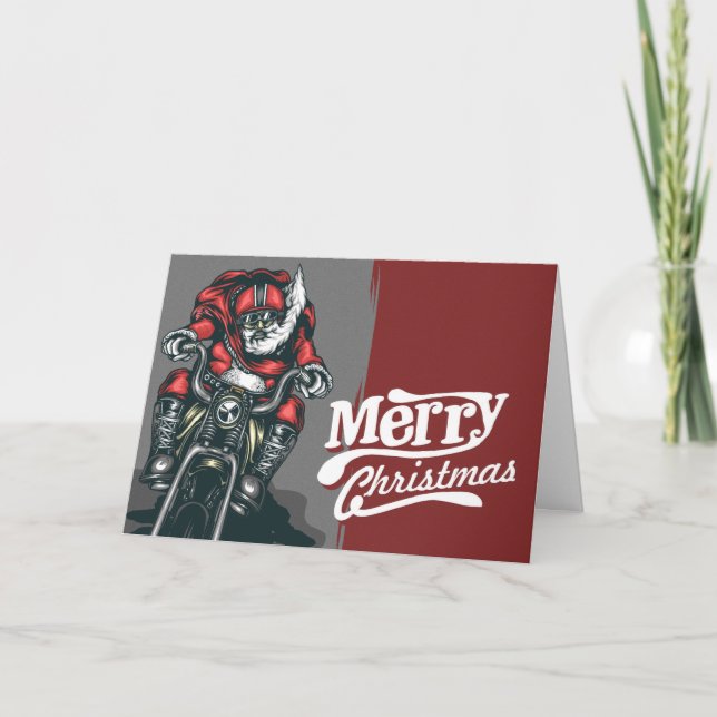 Carte de voeux de Noël pour Biker Père Noël (Devant)