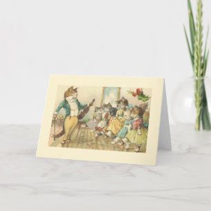 Carte de voeux de Noël pour chats de danse vintage