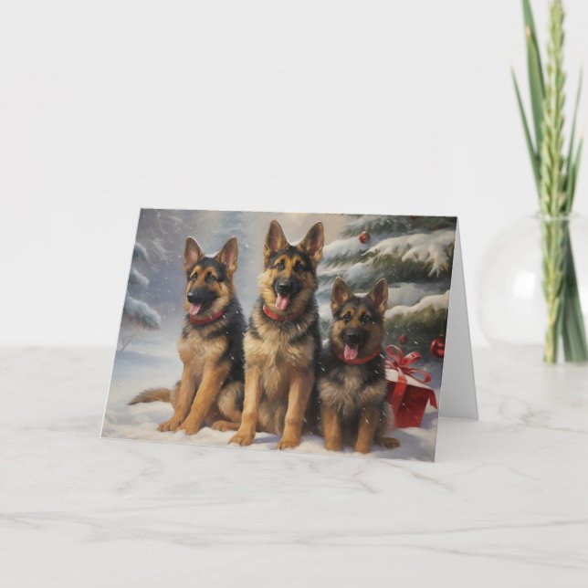 Carte de voeux de Noël pour chien berger allemand (Devant)